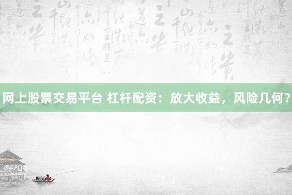 网上股票交易平台 杠杆配资：放大收益，风险几何？