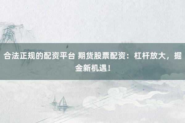 合法正规的配资平台 期货股票配资：杠杆放大，掘金新机遇！
