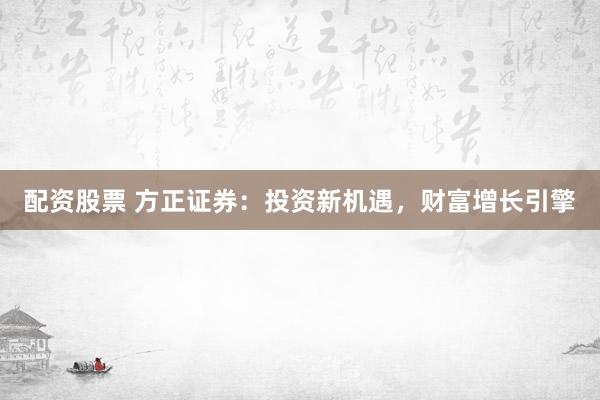 配资股票 方正证券：投资新机遇，财富增长引擎