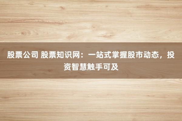 股票公司 股票知识网：一站式掌握股市动态，投资智慧触手可及