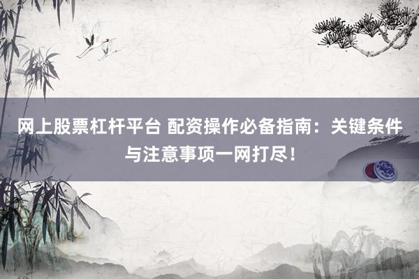 网上股票杠杆平台 配资操作必备指南：关键条件与注意事项一网打尽！