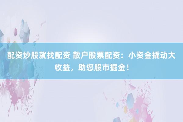 配资炒股就找配资 散户股票配资：小资金撬动大收益，助您股市掘金！