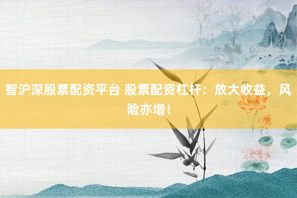 智沪深股票配资平台 股票配资杠杆：放大收益，风险亦增！