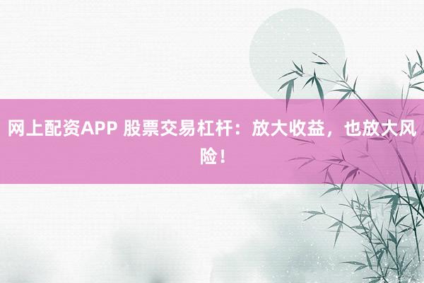 网上配资APP 股票交易杠杆:放大收益,也放大风险!