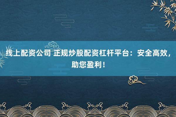 线上配资公司 正规炒股配资杠杆平台:安全高效,助您盈利!