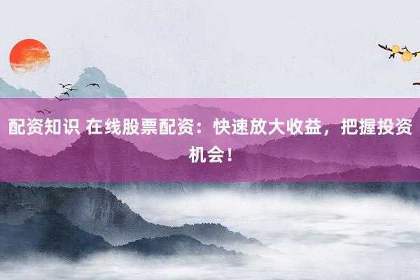 配资知识 在线股票配资:快速放大收益,把握投资机会!