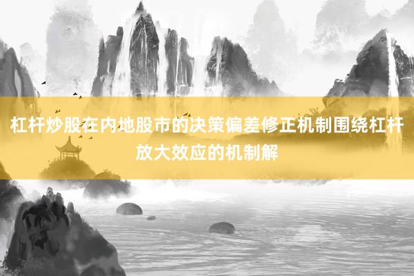 杠杆炒股在内地股市的决策偏差修正机制围绕杠杆放大效应的机制解